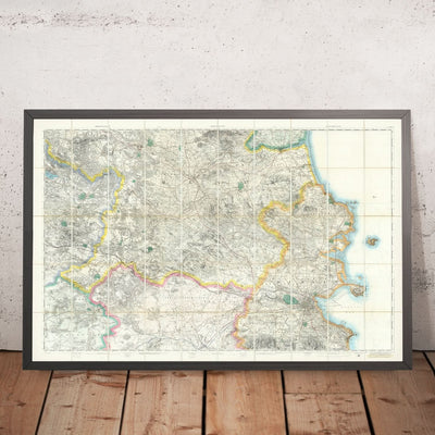 Large Old Map of Dublin & Suburbs, 1868: Meath, Clane, Rathdown, Drogheda