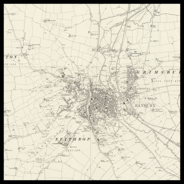 Una vecchia mappa Ordnance Survey di Banbury