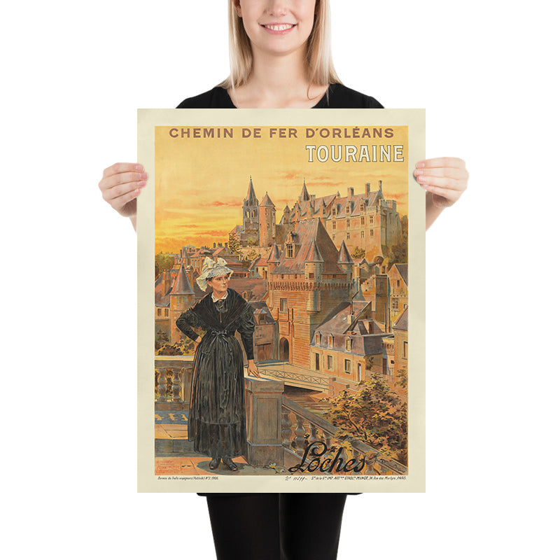Loches Travel Poster: Chemin de Fer d’Orléans by Etablissements Minot, 1906