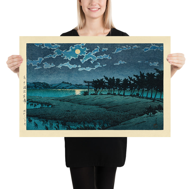 Full Moon at Hiroura Hinuma by Hasui Kawase 1935