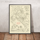 Antica mappa stradale del Parco Nazionale di Yosemite, 1922: San Francisco, Sacramento, Fresno, Lago Tahoe, Parco Nazionale di Sequoia 