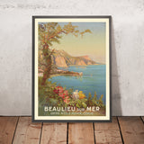 Cartel de viaje de Beaulieu-sur-Mer, Niza y Mónaco de Pierre Comba, 1920 