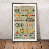 Affiche vintage de physique et de science : Décharges électriques par Joseph Meyer, 1909 