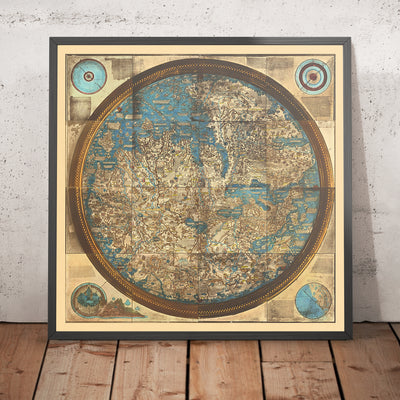 Mapa del Viejo Mundo del Mundo por Fra Mauro, 1450: Reproducción impresa, Proyección geocéntrica, Mappa Mundi medieval