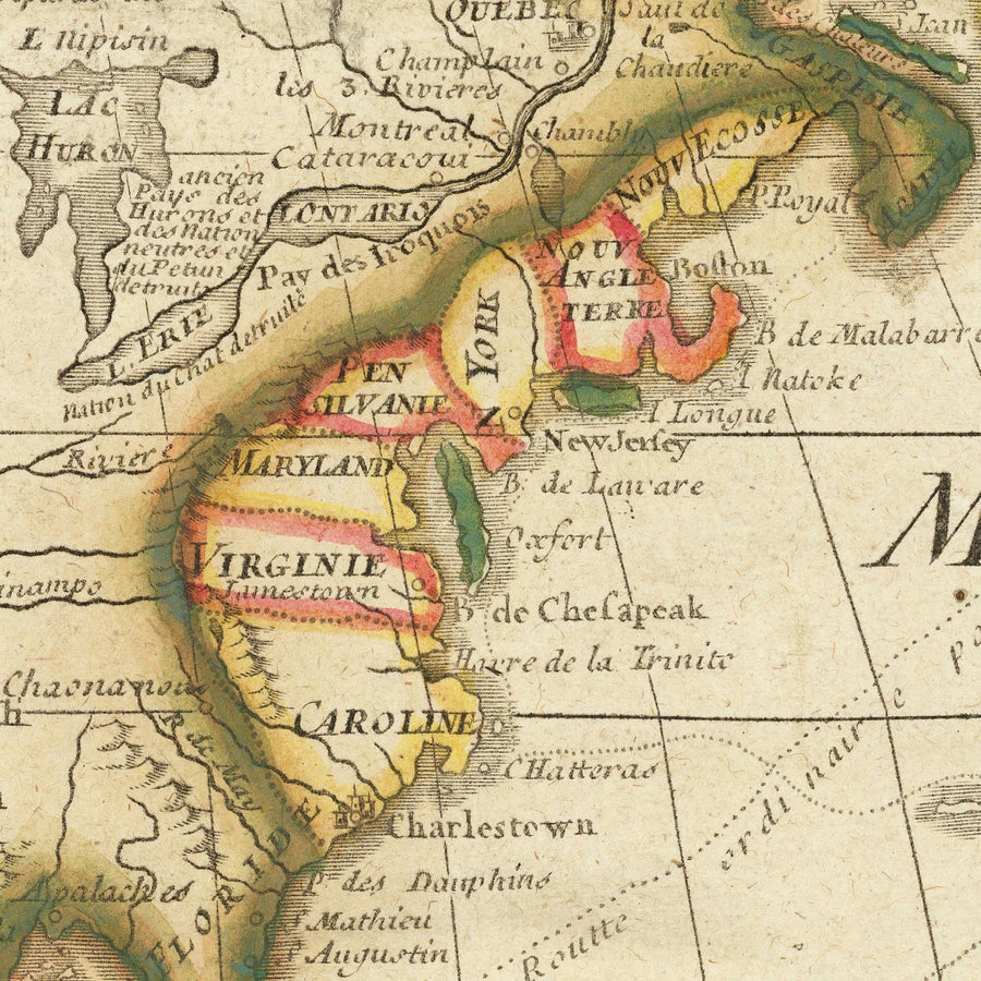Grande Mappa Antica Francese delle Americhe di Bailleul, 1752: Esplorazione Illustrata e Colonialismo, Pretese Francesi e Spagnole 