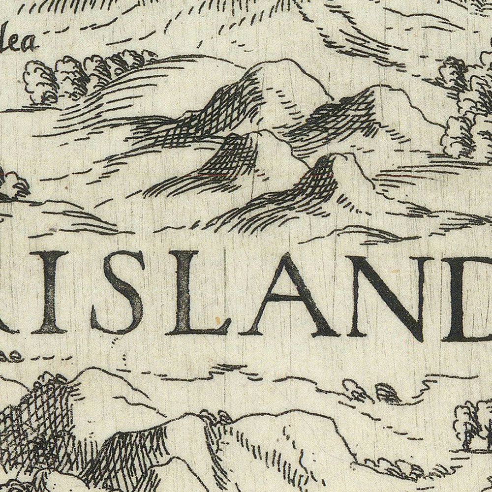 Old Map of Mythical Frisland by Bertelli, 1560: Andoforte, Alanto, Sea Creatures, Atlantic