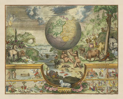 Old Illustration of the Garden of Eden, 1687: Romeyn De Hooghe's Map of Paradise