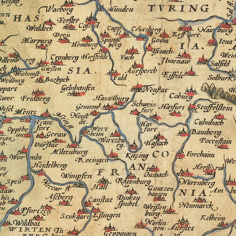 Alte Karte von Deutschland, dem Heiligen Römischen Reich von Ortelius, 1573: Germania, Polen, Rhein, Elbe, Donau, Alpen, Ostsee 