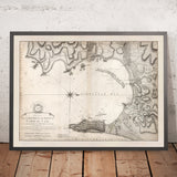 Mappa antica di Gibilterra di William Faden, 1775: Porto di Gibilterra, Baia Catalana, Punto Europa, la Rocca di Gibilterra, Giardini Alameda 