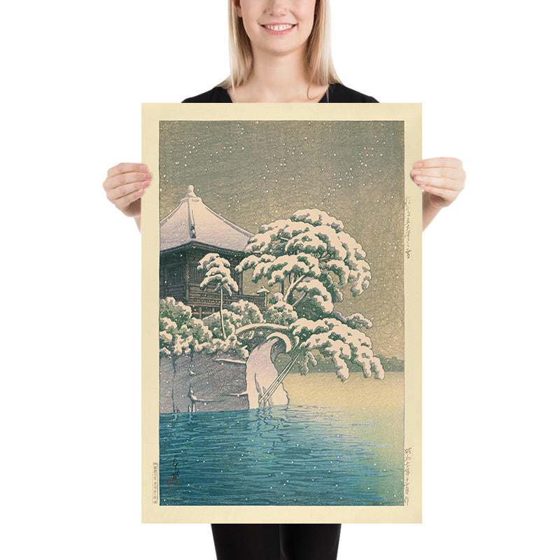 Snow at Godaido Temple in Matsushima by Hasui Kawase, 1935