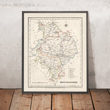 Old Map of Huntingdonshire by Samuel Lewis, 1844: St. Ives, St. Neots, Ramsey, Godmanchester, and Kimbolton