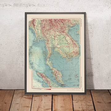Old Map of Southeast Asia, 1967: Malaysia, Thailand, Vietnam, Cambodia, etc.