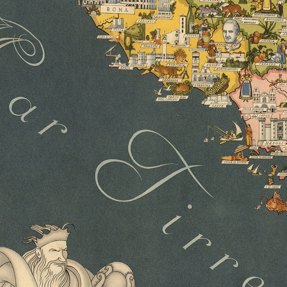 Antiguo mapa de Italia de De Agostini, 1938: Roma, Milán, Venecia, Alpes, era fascista