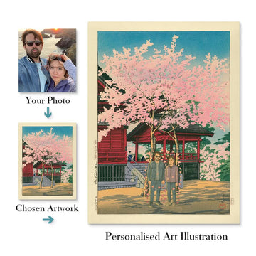 Art japonais personnalisé : Téléchargez votre photo et nous vous mettrons sous les cerisiers en fleurs 