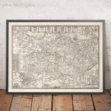 Ancienne carte de Kent, 1611 par John Speed ​​- Canterbury, Maidstone, Bromley, Tunbridge, Margate