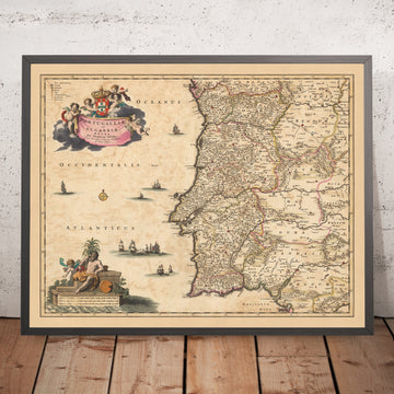 Ancienne carte des royaumes du Portugal et de l&