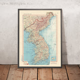 Alte Karte von Nord- und Südkorea, 1967: Seoul, Busan, Jeju-Insel, Koreakrieg, Taebaek-Gebirge 