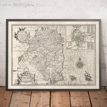 Alte Karte von Leinster, Irland im Jahr 1611 von John Speed - County Dublin, Kilkenny, Meath, Drogheda 