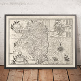 Antica mappa del Leinster, Irlanda nel 1611 di John Speed - Contea di Dublino, Kilkenny, Meath, Drogheda 