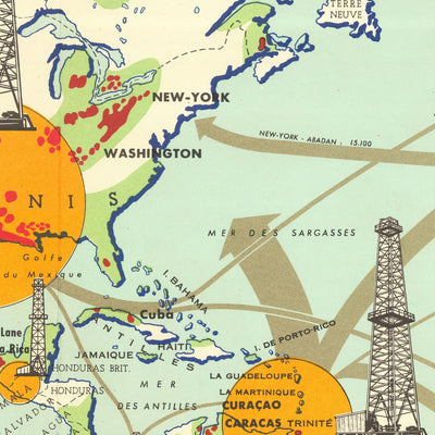 Old French World Map of the Global Petroleum Industry, 1958: Suez Crisis Impact, Oil Fields, Mid-Century Cartography