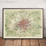 Mappa Antica della Grande Londra, 1922: Tamigi, Scala Ridotta, Sobborgo 