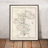 Alte Karte des County Louth von Samuel Lewis, 1844: Dundalk, Drogheda, Ardee, Carlingford, Cooley-Halbinsel 