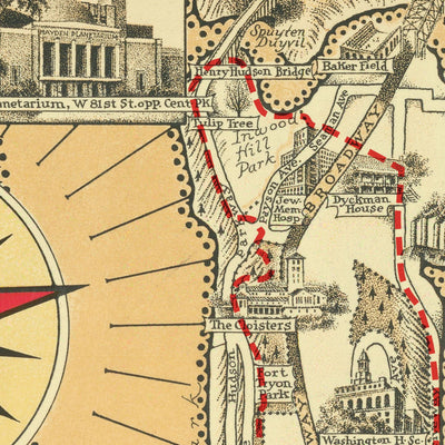 Manhattan: The Great Saunter, Route Map by The Unique Maps Co. and Chase, 1939: Personalisable, Central Park, Statue of Liberty, Empire State Building, Harlem