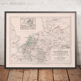 Old Map of Napoleon’s Campaigns in the Netherlands, 1792: Amsterdam, Brussels, Paris, Routes, Battles