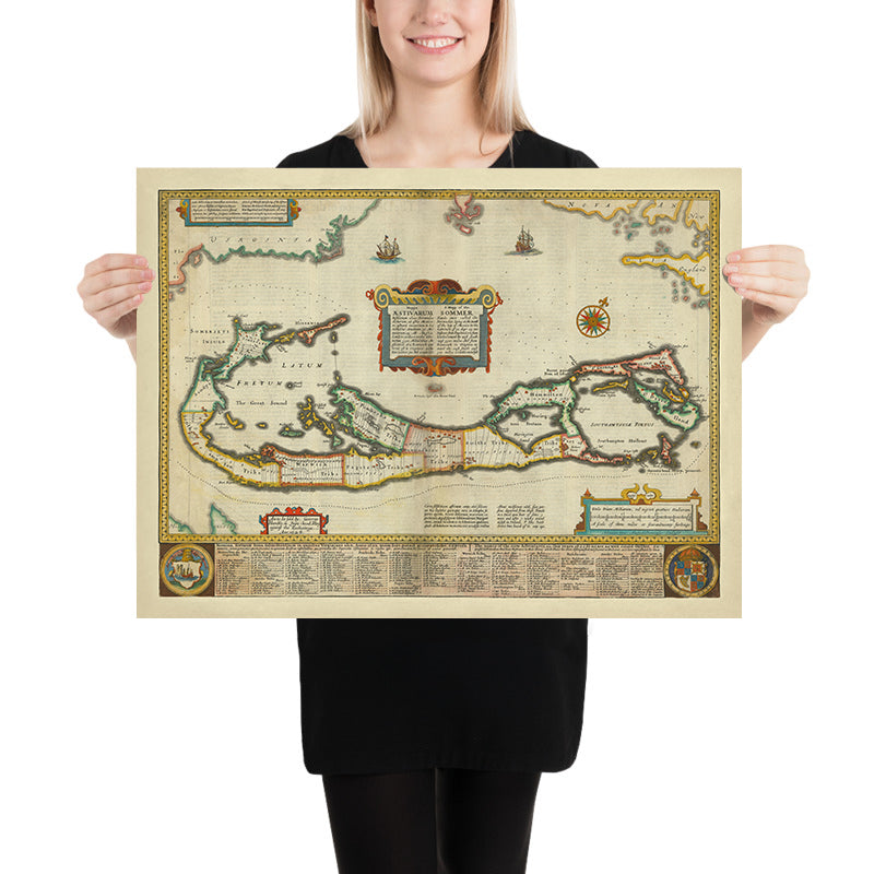 Mappa antica delle Bermuda di Speed, 1627: Hamilton, St. George&