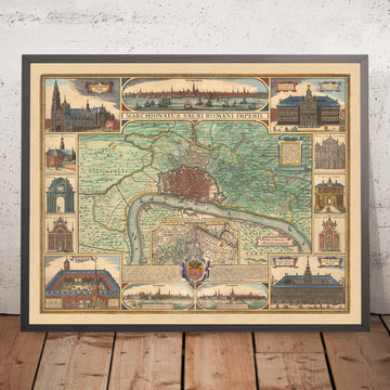 Vecchia mappa di Anversa di Visscher, 1690: Anversa, Bergen op Zoom, Hoogerheide, Stabroek, Terra sommersa di Saeftinghe 