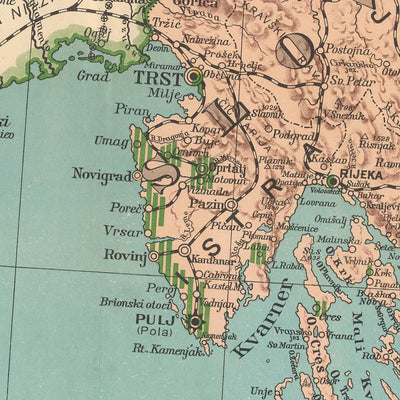 Large Old Map of Yugoslavia by Kolin, 1917: Serbia, Croatia, Montenegro, Slovenia, Bosnia