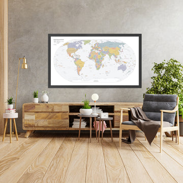 Mapa Mundial Moderno: Fronteras Políticas, Proyección de Robinson, Capitales y Ciudades Principales 