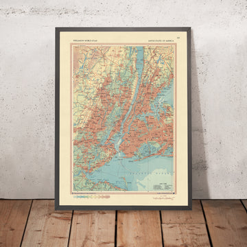 Mapa antiguo de la ciudad de Nueva York, 1967: Manhattan, Brooklyn, El Bronx, Newark, Jersey City 