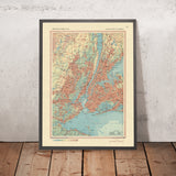 Old Map of New York City, 1967: Manhattan, Brooklyn, The Bronx, Newark, Jersey City