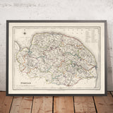 Old Map of Norfolk by Samuel Lewis, 1844: Norwich, King's Lynn, Great Yarmouth, Thetford, and Dereham
