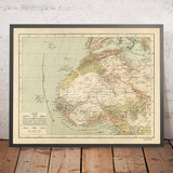 Antica mappa araba del Nordovest Africa di Esref, 1894: Marrakech, Algeri, Tunisi, Tripoli, Sahara 
