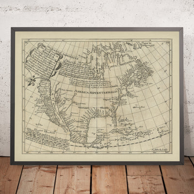 Mapa antiguo de América del Norte de Briggs, 1625: Cabo Cod, Bahía Hudson, Jamestown, Isla California, Plymouth