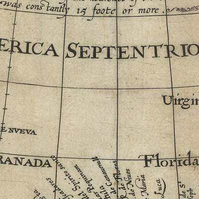 Mapa antiguo de América del Norte de Briggs, 1625: Cabo Cod, Bahía Hudson, Jamestown, Isla California, Plymouth