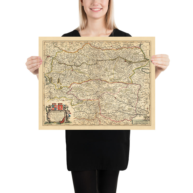 Alte Karte des Nordösterreichischen Kreises von Visscher, 1690: Wien, Graz, Linz, Maribor, Nationalpark Gesäuse