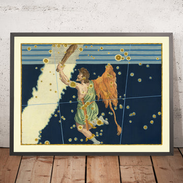 Antica Mappa Stellare di Orione di Johann Bayer, 1603 - Carta delle Costellazioni Celesti 