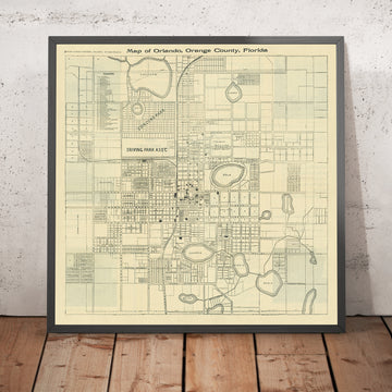 Mappa antica di Orlando, South Florida Sentinel, 1910: I primi piani della città ottenibili di Orlando, Florida 