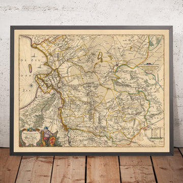 Mappa antica di Overijssel, Paesi Bassi di Visscher, 1690: Zwolle, Kampen, Hengelo, Deventer, Enschede 