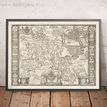 Old Map of Oxfordshire, 1611 by John Speed - Oxford, Banbury, Abingdon, Bicester