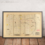 Alte Karte des Upper East Side, NYC, 1879: East 98th bis East 110th St, Knickerbocker Gas Works und ursprüngliche Farmlinien 
