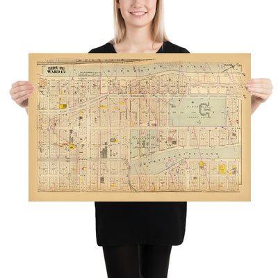 Mapa antiguo de la ciudad de Nueva York de Bromley, 1879: Morningside Heights, Riverside Park, Morningside Park, orfanato Leake & Watts, manicomio Bloomingdale