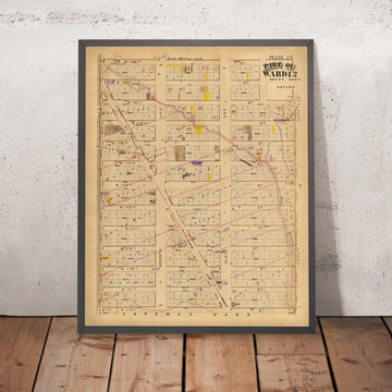 Mappa antica di Harlem, NYC di Bromley, 1879: Central Park, 5th Ave, Lenox Ave, St. Nicholas Ave, 7th Ave 