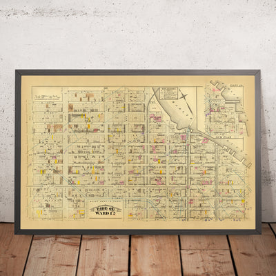 Mapa antiguo de la ciudad de Nueva York de Bromley, 1879: Mount Morris Park, río Harlem, 1.ª a 7.ª avenidas