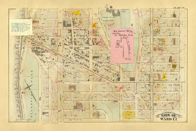 Old Map of Harlem, NYC by Bromley, 1879: Riverside Park, Convent, Broadway, Railroads, Amsterdam Ave