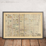 Mappa antica dell'Upper East Side e di Lenox Hill, NYC 1879: Biblioteca, Ospedale Presbiteriano, Asilo dei Trovatelli di New York, Armory del 7° Reggimento 