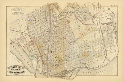 Alte Karte von New York City von Bromley, 1879: South Melrose, Mott Haven, St. Mary's Park, East River, Eisenbahnen